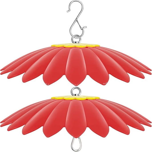 10.5 inch Hummingbird Feeder Shade Dome Cover,Rain Guard,Weather Guard for Bird Feeder, Umbrella Cover for Bird House for Outdoor,Squirrel Baffle,Flower Design(Red) 2 Pack
