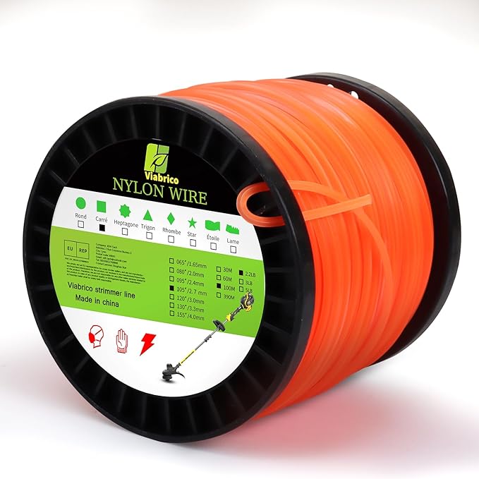 VIABRICO 105 Trimmer Line Square Weed Wacker String .105-Inch-by-330-ft, Weed Eater String, Premium Nylon Universal 2.2LB