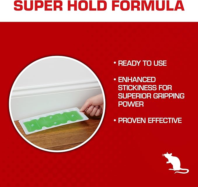 Tomcat Super Hold Glue Traps Rat Size for Rats, Mice, Snakes, Cockroaches, Spiders, and Scorpions, Ready-To-Use, 2 Traps