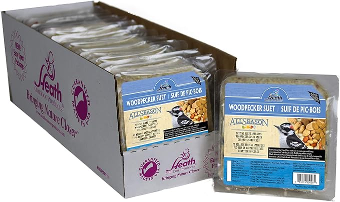 Heath Woodpecker Suet Cake,5.2in,10oz - Blend Attracts Woodpeckers & Songbirds,No Melt,(Pack of 24)