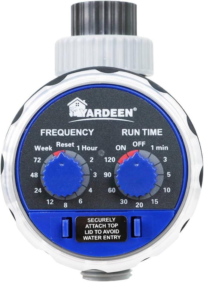 Lawn & Garden Sprinkler Timer, Blue Plastic Oscillating Sprinkler with Motion Sensor, Water Timer, Adjustable Sensitivity, 100 sq ft Coverage