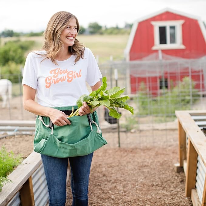 Roo Gardening Apron with Pockets for Women & Men - Canvas Garden Apron with Harvesting Pouch, Water-Resistant, Washable