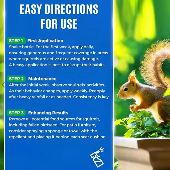 Nature’s MACE Squirrel Mace, Squirrel Repellent Spray, 40 Ounce Concentrate, Squirrel and Chipmunk Repellent, Keep Out of Garden, Attic, Fruit Trees, Plants, Potted Plants, Repel Squirrels