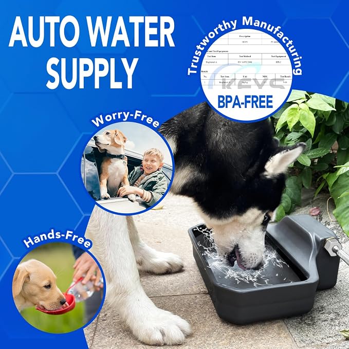 PETTEN Auto Fill Dog Water Bowl Dispenser Outdoor,Large Capacity(118oz/1Gal) Auto Dog Water Dispenser with 3/4" GHT Male Faucet Connector, Water Bowl Dispenser for Dog, Cat, Livestock(Gray)