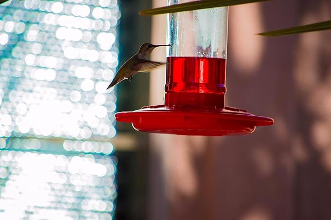 Rocky Mountain Goods Hummingbird Feeder – 16 oz Bright Red Plastic – Wide Mouth for Easy Filling and Cleaning – Includes S-Hook – Multiple Feeding Ports for More Hummingbirds