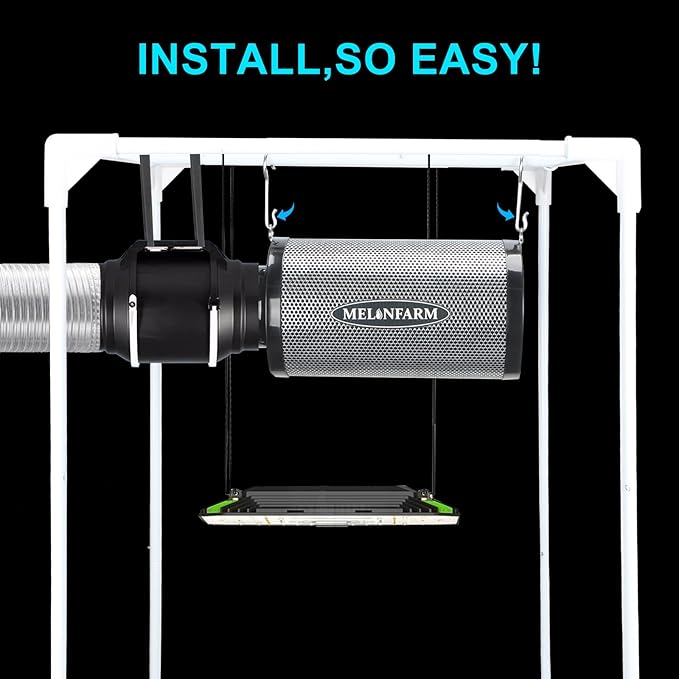 MELONFARM 6" Air Carbon Filter Smelliness Control with Australia Virgin Charcoal, Odor Removal Carbon Filter for Grow Tent, Inline Fan, Hydroponics, Pre-Filter Included, Insulated Flange 6" x 11.8"