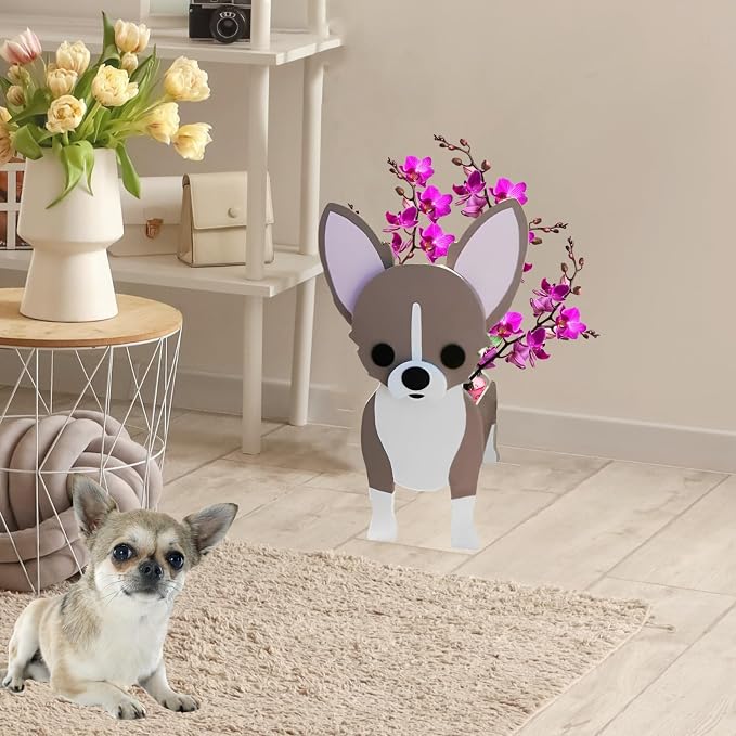 Chihuahua Dog Planter Plant Pots,Cute Dog Flower Planter,Gifts for Pet Lovers,Unique Animal Plant Pots,Office,Indoor Outdoor Garden Decor(9.45 * 8.66 * 13.39in)