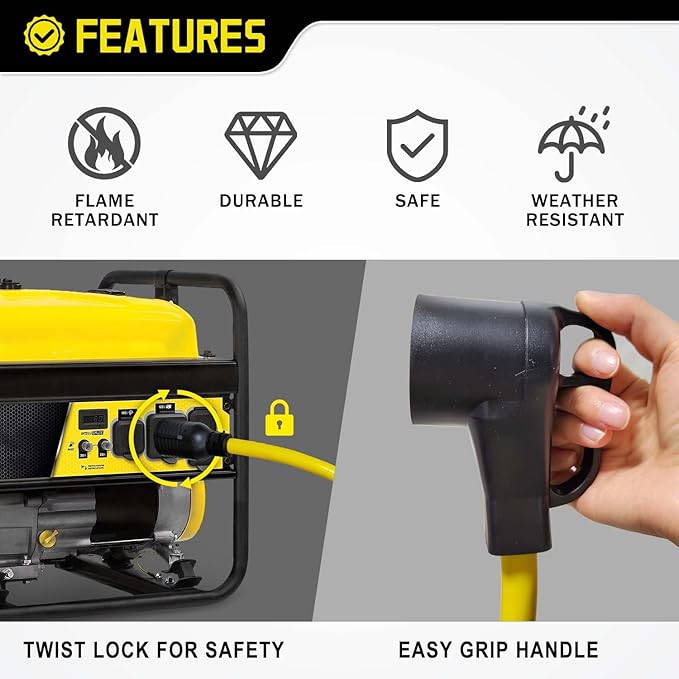 4 Prong Twist Lock 30 Amp to 50 Amp RV Adapter Cord 240V, NEMA L14-30P Locking Male to 14-50R Female for Tesla EV