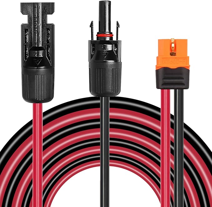 MOOKEERF 10FT Solar Panel to XT60i Adapter Connector - 10AWG Extension Cable for Portable Power Station and Solar Generator