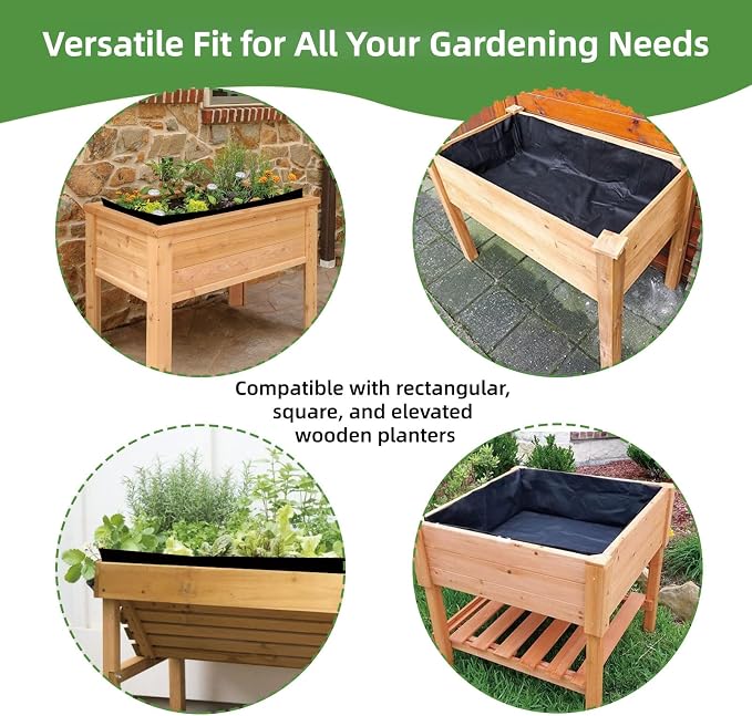 Heavy Duty Raised Garden Bed Liner, Breathable Non Woven Fabric Planter Box Liner for Outdoor Plants, Cuttable Reusable Planter Liner for Outdoor Veg Trough (63"x114") | PREVENTS SOIL LOSS AND MESSY LEAKS