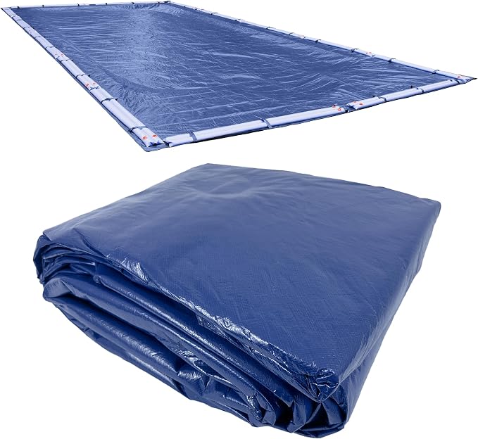 Robelle 30 x 50 ft Professional Blue Winter Pool Cover for Inground Pools, 5 ft Overlap (35 x 55 ft Cover Size), Solid 12 x 12 Scrim, 3.7 oz/yd2, 15-Year Warranty, Style: 273050RA