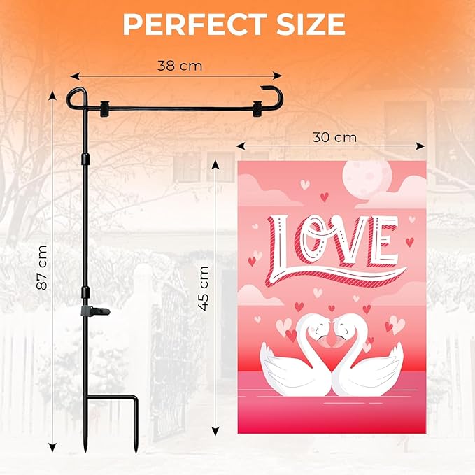 Double Sided Seasonal Garden Flags Set of 12-12x18 inch Yard Flags for Outside with Stand & Holder | Weather Resistant Thick Linen Outdoor Lawn flag, Holiday House Flags for Spring, Summer & Winter