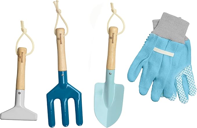 Kinderific Gardening Set, Tool Kit, for Kids, STEM, Includes Tote Bag, Spade, Watering Can, Rake, Fork, Trowel and Gloves (Camo Quest)
