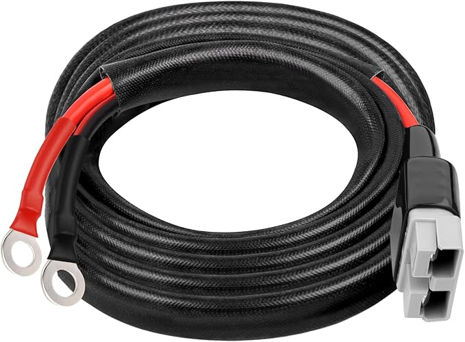 XRDS -RF 8AWG Battery Quick Connect Cable 15 FT, 50 Amp Anderson-Style Connector to O-Ring Terminal, for Solar, RV, EV, and Backup Power Systems