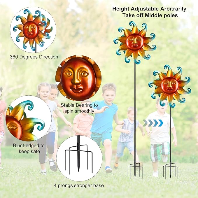 Wind Spinners Outdoor Metal- 60 Inch Kinetic Wind Spinners Metal Garden Outdoor Decor for Yard and Garden Kinetic Windmills Unique Gifts for Friends and Family