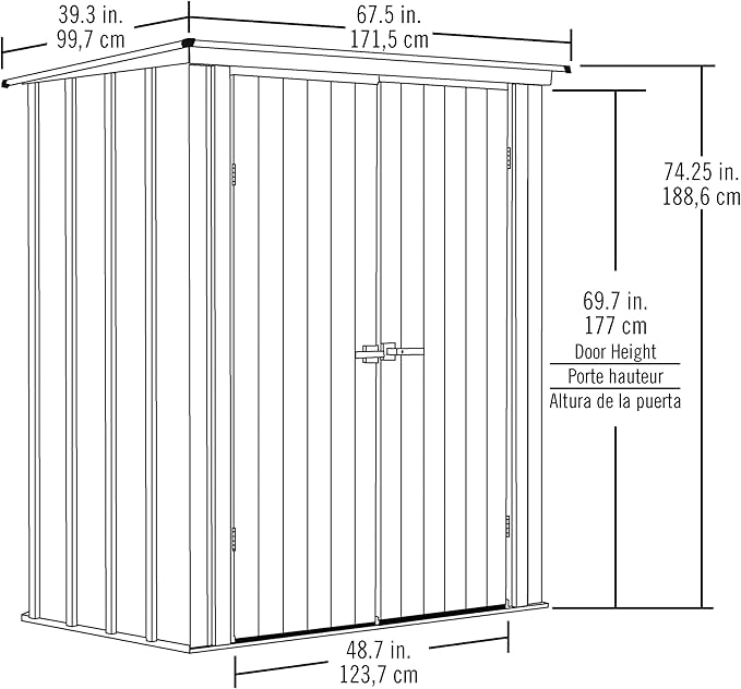 Cover It 5' x 3' Galvanized Steel Outdoor Storage Shed with Pent Roof and Lockable Sliding Doors, Weather-Resistant Steel Storage Shed for Backyards, Gray