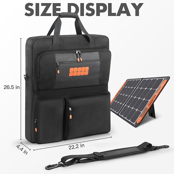 Padded Solar Panel Carrying Case Compatible with Jackery SolarSaga 100W 100X 200W,Travel Solar Panel Storage Bag Fits for ZOUPW 100W 110w 200w with Multi-Pockets & Shoulder Strap