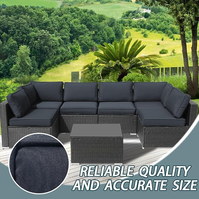 14Pcs Outdoor Cushion Covers Replacement Washable w/Zipper for 6-Seaters Sofa Patio Slipcovers Set Seat and Back Covers Only-23.6x23.6x4inch