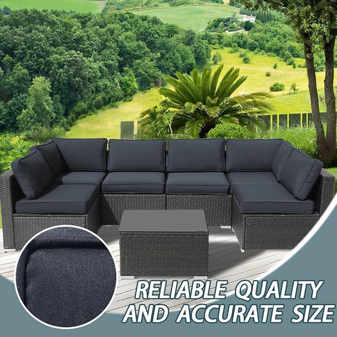 14Pcs Outdoor Cushion Covers Replacement Washable w/Zipper for 6-Seaters Sofa Patio Slipcovers Set Seat and Back Covers Only-25x25x3.15inch