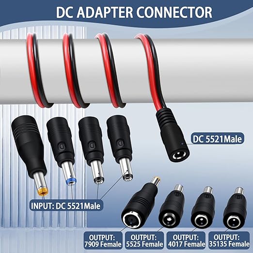 COMeap (2 Pack) SAE to DC Adapter for Jackery Solar Panel, to DC5521 Connector with Polarity Adapter DC8/5.5/4.0/3.5mm for Explorer Series 14AWG 2FT