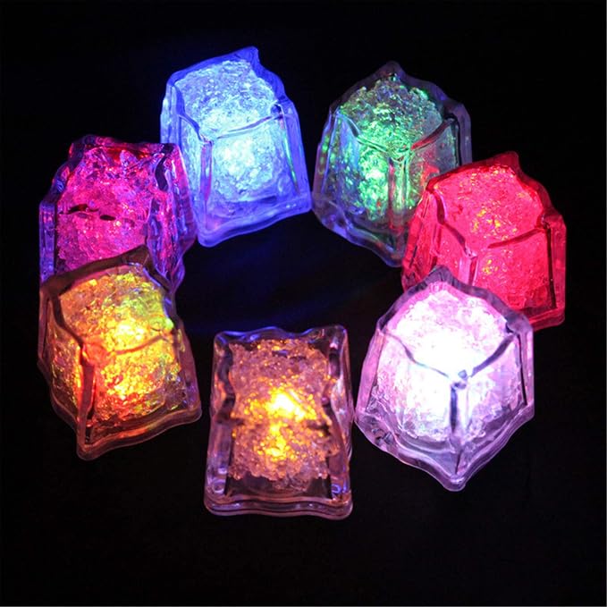Emivery Waterproof LED Ice Cubes, 48 Pack MultiColor Light up LED Ice Cubes for Bar Club Drinking Party Wine Wedding Decoration