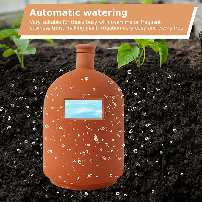 10*6in Ollas Clay Watering Pot with lid Terra Cotta Clay Irrigation Plant Watering Globes with Top Storage Pool Plant Corms for Irrigating Pots Plant Enthusiasts Terracotta Watering Spikes