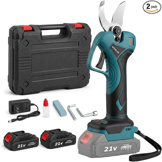 Electric Pruning Shears Cordless, 1.6" Cutting Diameter Brushless Motor Pruner with 2×2.0Ah Rechargeable Batteries, SK9 Blade, Battery Powered Tree Branch Cutter for Garden