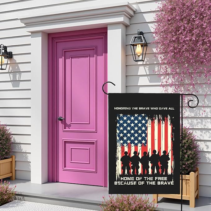 Memorial Day Patriotic Garden Flag Honoring Fallen Soldiers Home Of The Free Because Of The Brave Outdoor Yard USA Flags Honor And Brave House Banner Lawn Porch Patriotic Decor 12x18 Inch
