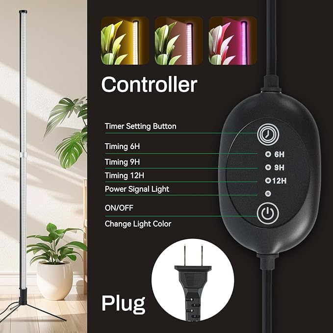 Atmel Standing Grow Lights for Indoor Plants with Timer, 3 Adjustable Modes Full Spectrum Plant Lights for Indoor Growing, 243LED Plant Grow Light for Flowering, Office, Indoor Garden
