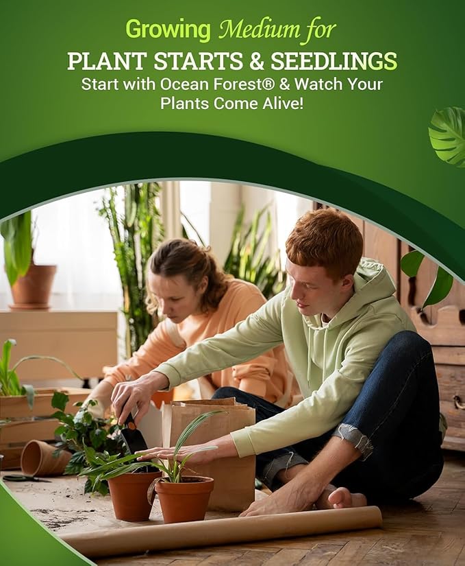FoxFarm Ocean Forest Potting Soil for Container Gardens - Light, Aerated Texture with Fish Meal, Crab Meal, Earthworm Castings - Houseplant Potting Mix for Seedlings & Plant Starts - 12 Qt