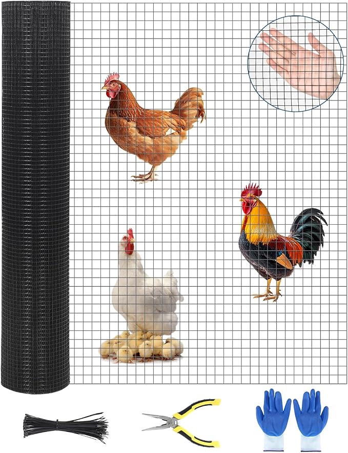 1/2 inch Hardware Cloth, 48 in x 60 ft Galvanized Wire Mesh Roll, 19GA Chicken Wire Fence Roll, Metal Wire Mesh for Chicken Coop Barrier, Rabbit Snake Fences, Poultry Enclosures, Animal Netting