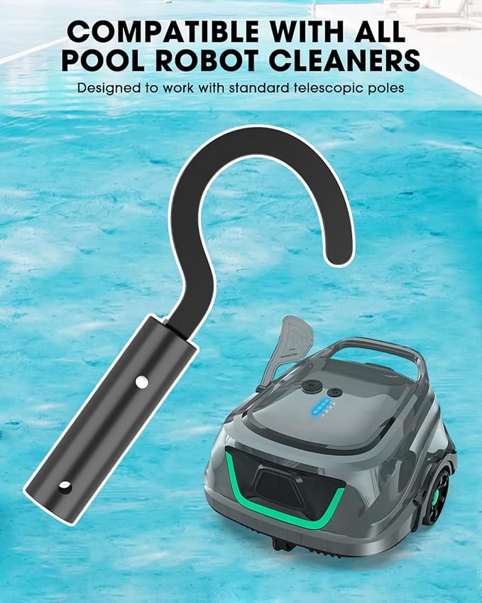 Stainless Steel Hook for All Robotic Pool Cleaner, Metal Pool Hook for Poles - Easy Attach to Telescopic Poles, Pool Accessories for Pool Vacuum Robot Including Cordless, Above Ground, and Underwater