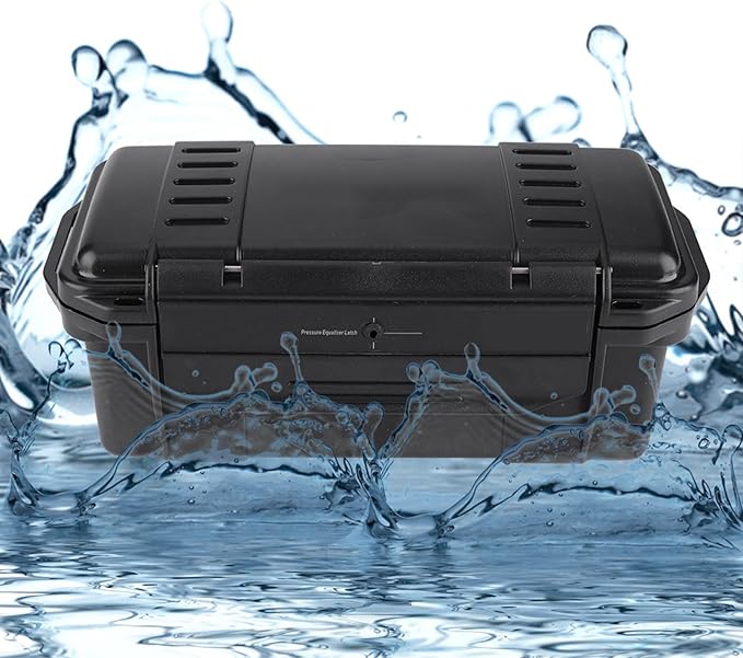 Waterproof Storage Box, Black Waterproof Storage Containers Storage Bin Portable Weatherproof Shockproof Airtight Survival Box Lightweight for Fishing Camping Hiking Outdoor Activities