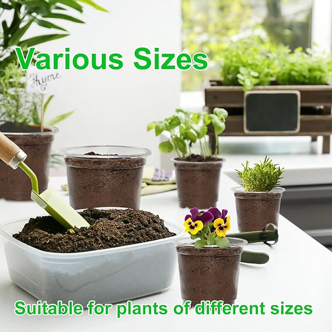 JERIA 30 Pack 5/6/7 Inch Clear Nursery Pots with Drainage Holes, Clear Plant Pot for Planting, Transparent Plastic Plant Pots,Durable Seed Starting Pot for Succulents