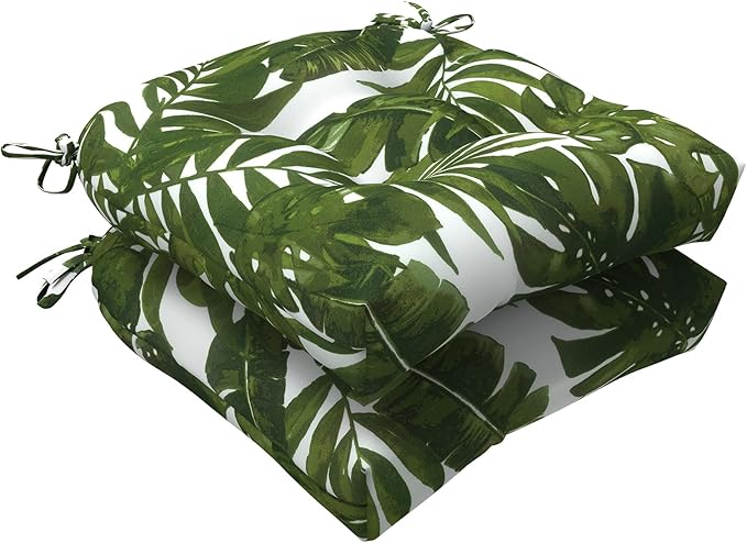 LVTXIII Outdoor U-Shaped Wicker Seat Cushion, Decorative Tufted Chair Pads Fluffy Seat Cushion Sets for Patio Garden Home Office Furniture, 19”x19”x4”, 2 Pack, Palm Green