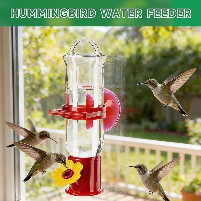 Window Bird Feeders (Large & Small) Plus Hummingbird Waterers（3-Piece Set） Lure Various Birds, Offer Easy Food & Water Access. Extra-Strong Suction Cups, Easy to Mount, Perfect for Outdoor Use.