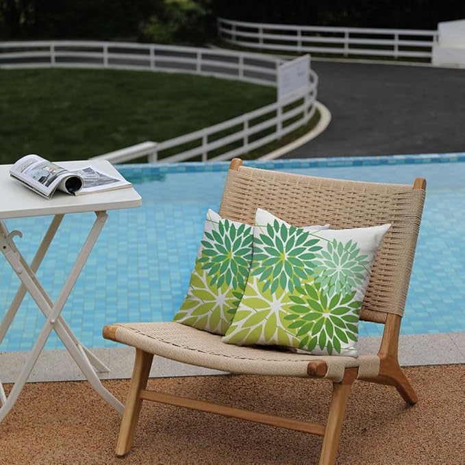 DFXSZ Outdoor Throw Pillow Covers 20x20 Inch Set of 2 Waterproof Spring Summer Geometric Elegant Dark Light Green Outdoor St Patricks Pillow Covers for Patio Funiture Garden Couch 168A20