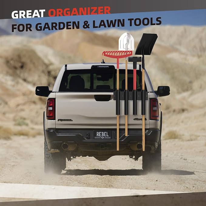 2 Pack Shovel Holder for Truck, Heavy Duty 8-Holes Hand Tool Rack for Truck Trailers & Garage or Shed Walls, Tool Holder for Shovels, Rakes, Hoes - 4 Holes in 1 Group
