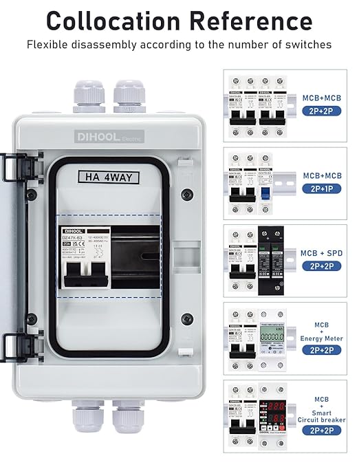 DIHOOL 20 Amp DC Solar Disconnect Switch, Miniature Circuit Breaker 400V