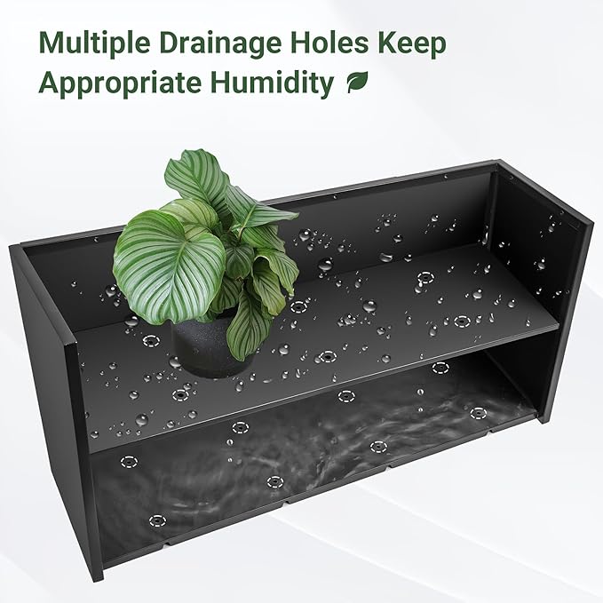 Metal Planter Box 46” x 16” x 16”, Heavy Duty Tall Rectangle Planter Box with with Drainage Holes & Rust-Proof Coating, Modern Outdoor/Indoor Black Planter Box for Porch, Garden, Patio, Yard