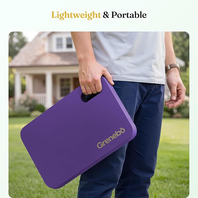 Grenebo High-Density NBR Foam Garden Kneeling Pad, 1.6" Extra Thick Gardening Pads for Kneeling, Ultra Soft Kneeling Pads for Gardening, Work, Exercise, Yoga, Bathing Baby, 17.3×11×1.6 in, Purple