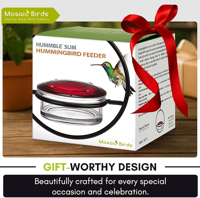 Mosaic Birds Hummble Slim Hummingbird Feeder, M045-301, 3.4 Ounce Capacity, Clear, 1 Piece