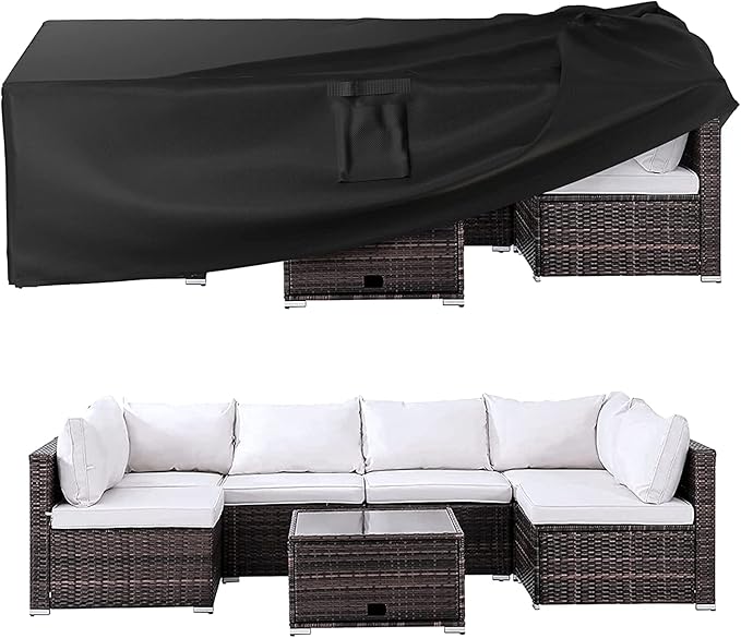 Ruimoy Patio Furniture Covers, Outdoor Furniture Cover Waterproof, General Purpose, Outside Table and Chair Covers, Heavy Duty 600D (128 Inch L x 82 Inch W x 28 Inch H)