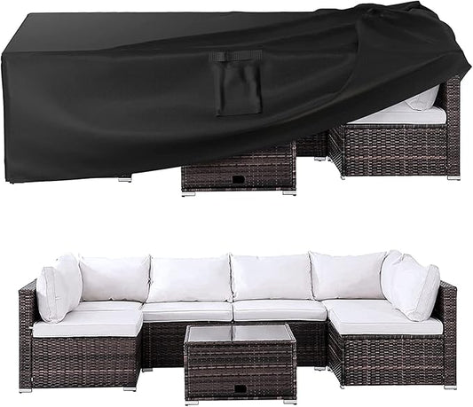 Ruimoy Patio Furniture Covers, Outdoor Furniture Cover Waterproof, General Purpose, Outside Table and Chair Covers, Heavy Duty 600D (102 Inch L x 74 Inch W x 27.5 Inch H)