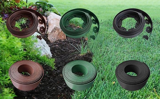 40FT Black Landscape Edging Coil Kit 4 Inch High,Terrace Board with 12pcs 10-inch Spikes