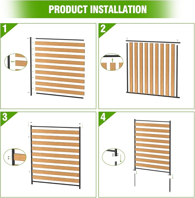 Metal Air Conditioner Fence 3 Panels - 40.27" W x 54.6" H Outdoor Privacy Screen, No Dig Wooden Privacy Screen for AC Unit, Trash Can, Pool Equipment, Yard Garden,Brown