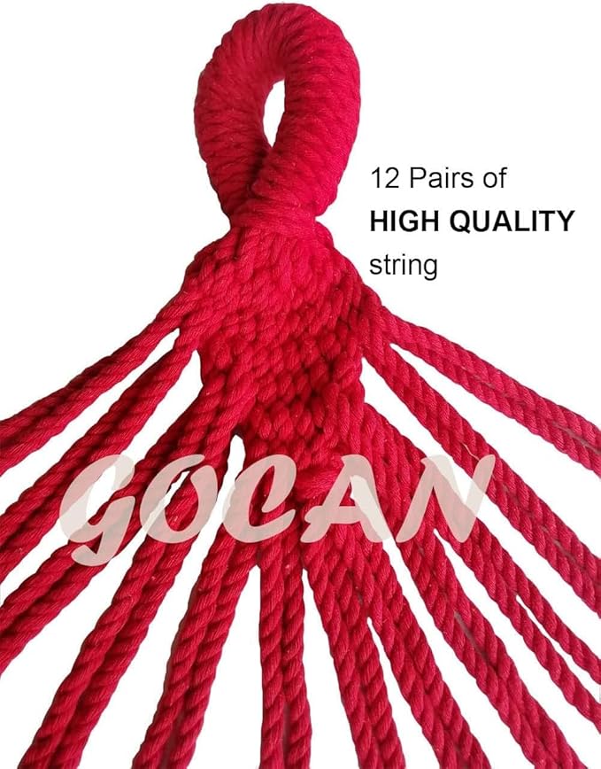 GOCAN Brazilian Double Hammock 2 Person Extra Large Canvas 250x160cm Total Length 350cm Load 500lb Cotton Hammock for Garden Outdoor and Indoor Rainbow(98 * 65'')