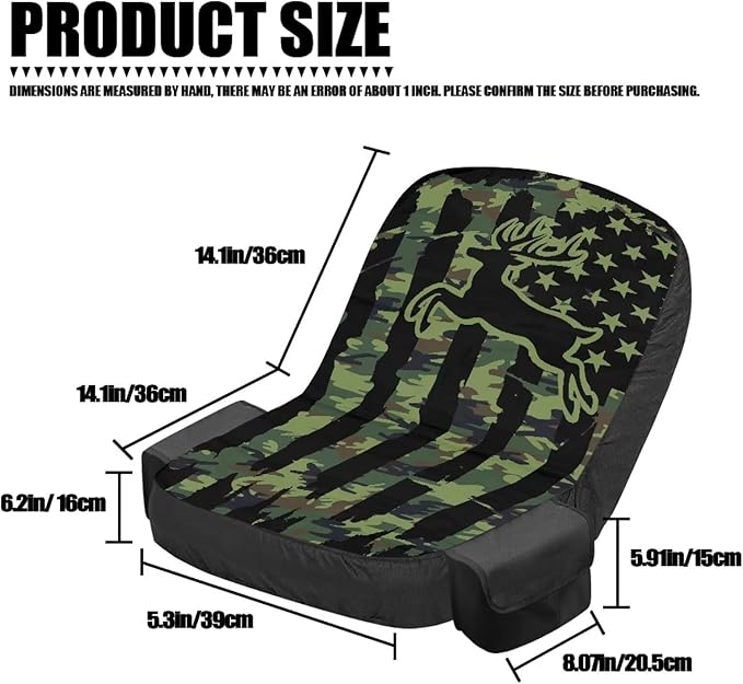 American Flag Tractor Seat Cover with Drink Pouch Deer Lawn Mower Seat Cover Protector with Elastic Edge Non Slip Tractor Accessories Gift for Friends