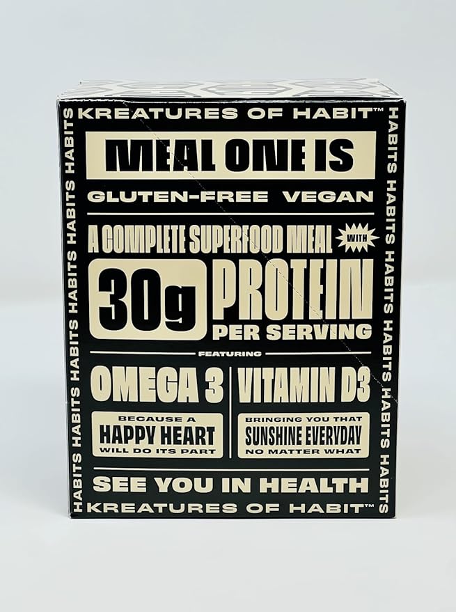 Kreatures of Habit MEAL ONE | Overnight & Instant Superfood Protein Meal Replacement | Gluten Free, Dairy Free, 30g of Plant Based Protein, With No Added Sugar (7 Pack, Variety)