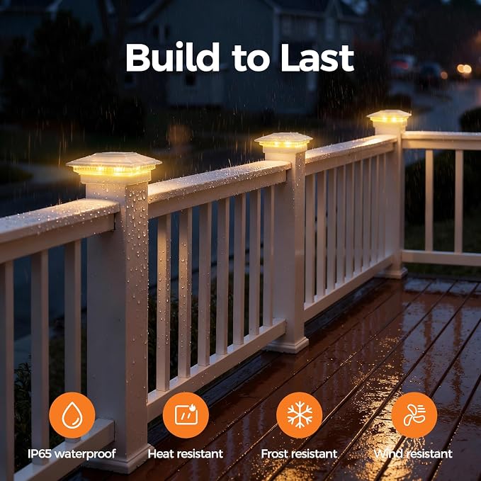 16Pack Solar Post Cap Lights - 8 RGB Color Changing Modes & Multicolor Flow, IP65 Waterproof - for 4x4/6x6 Wood & 4x4/5x5 Vinyl Fence Posts - Outdoor Deck, Patio, Garden Lights (White)